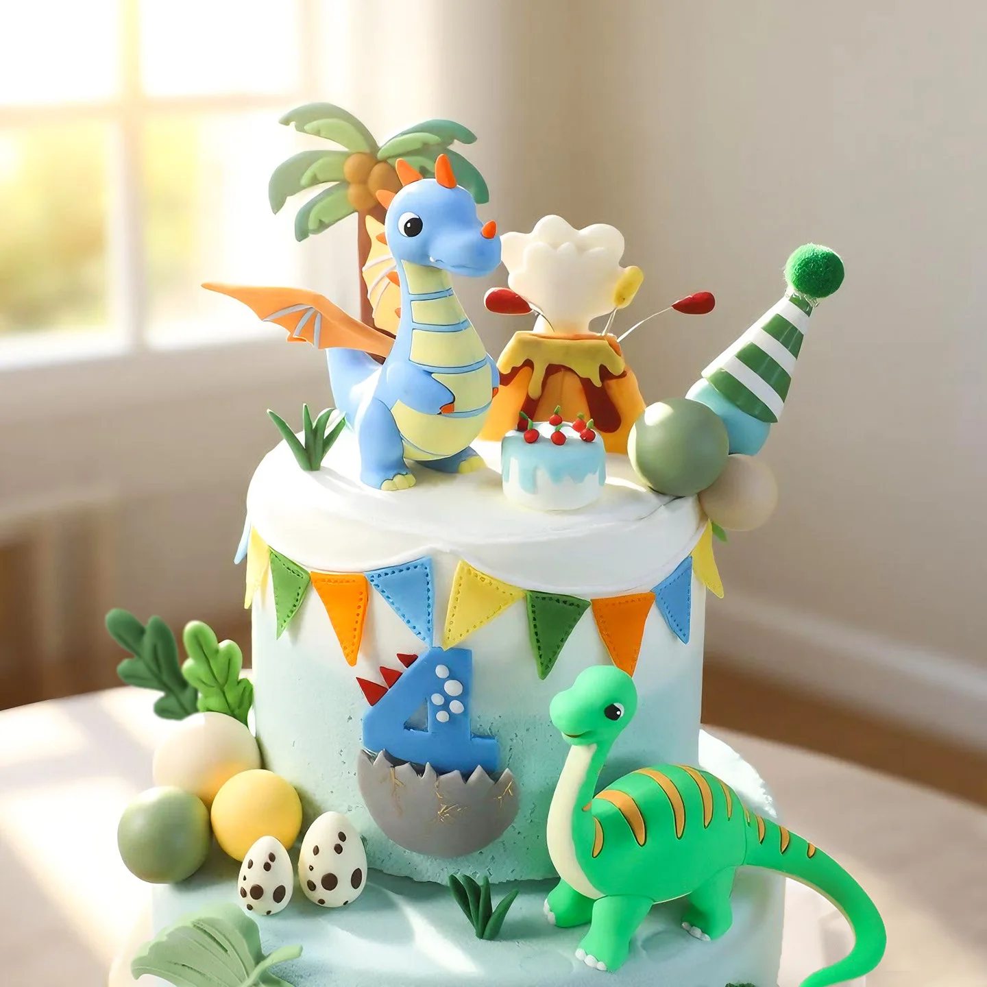 Jurassic Dinosaurier Kuchen Topper Feuer Drache Stegosaurus Brachiosaurus Figuren für Kind Cartoon Geburtstag Party Kuchen Dekor Liefert – Detail 4