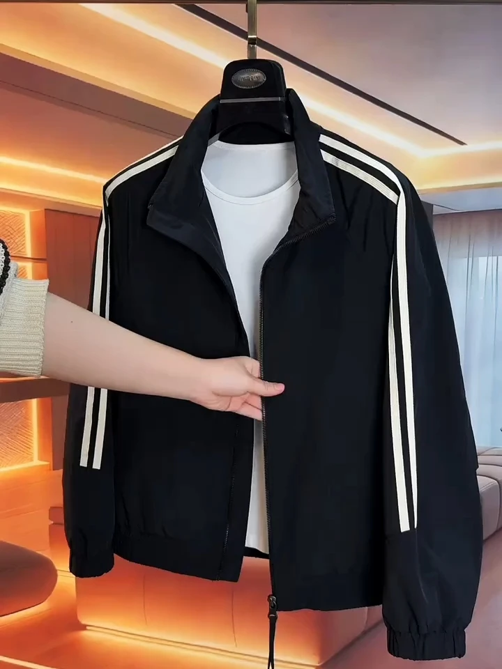 High Quality Men's Stand Collar Jacket Spring Autumn Fashionable Versatile Premium Feel Stylish Standard Fit Long Sleeve Zipper