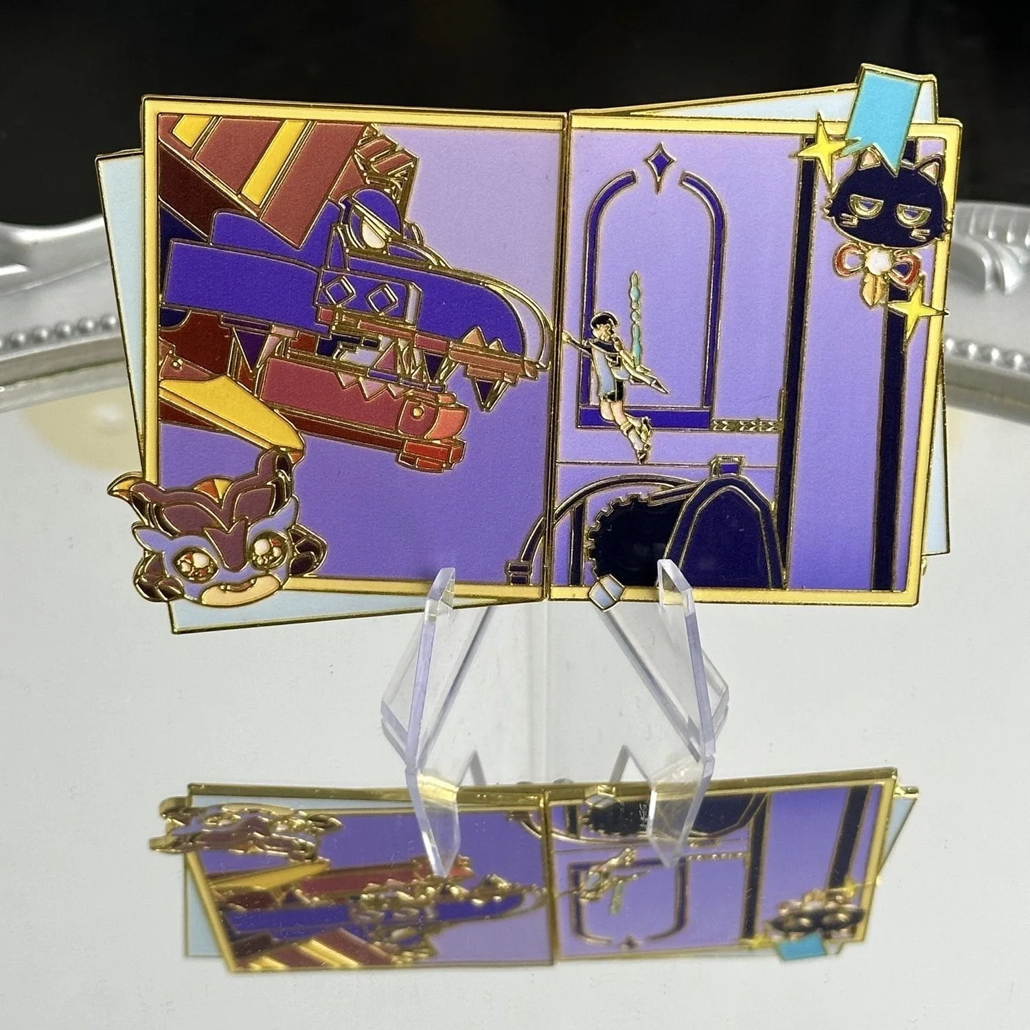 Anime Genshin Impact Wanderer Durin Cosplay Abzeichen Spiel Baustein Drache Niedliche Katze Push-Pull Pins Spezielle Schreibtisch Dekor – Detail 5