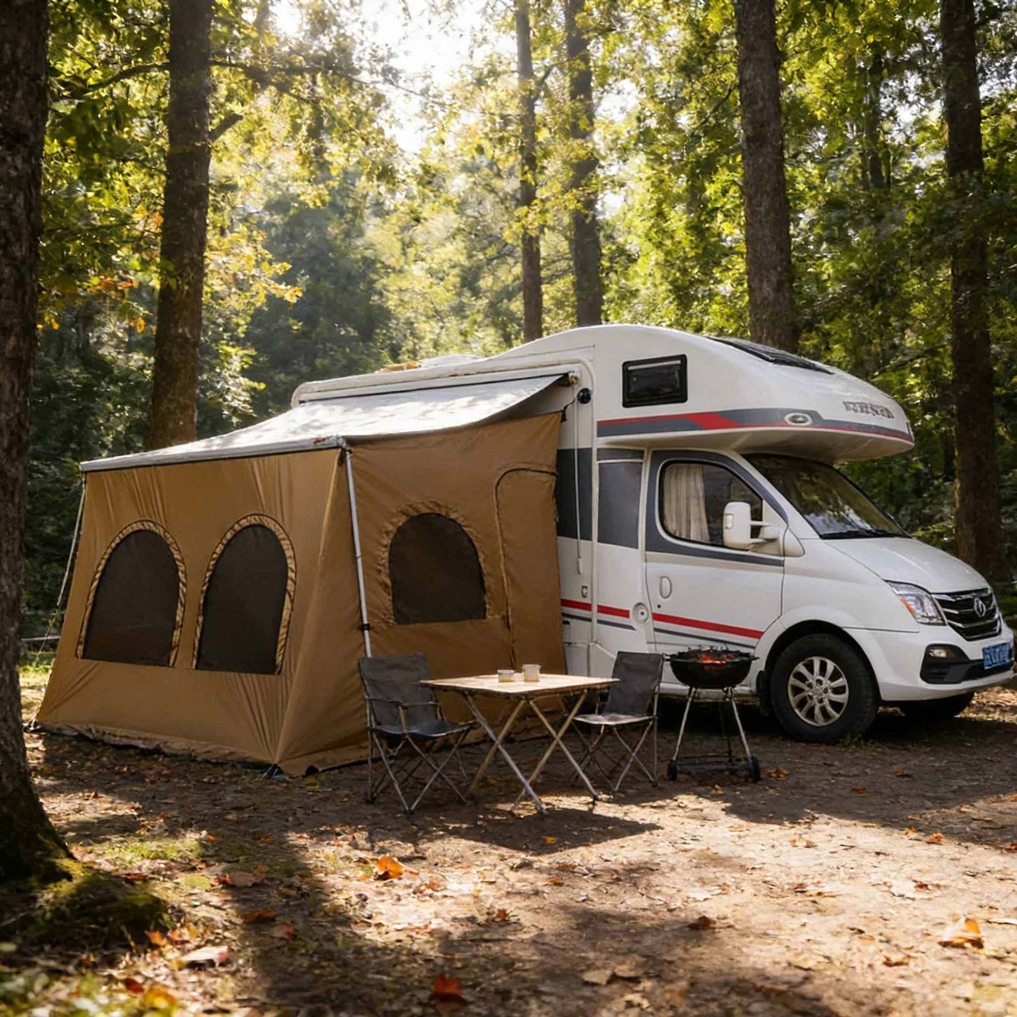 Detachable Side Wall Tent for RV Awning Creating a Private Enclosed Room for Changing or Sleeping