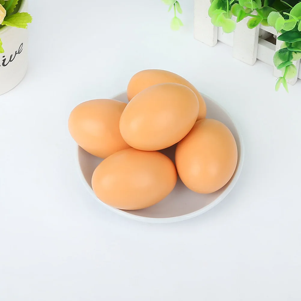 6 Pcs Wooden Eggs Kids Toys Easter Painting Graffiti Artificial Bamboo DIY Child