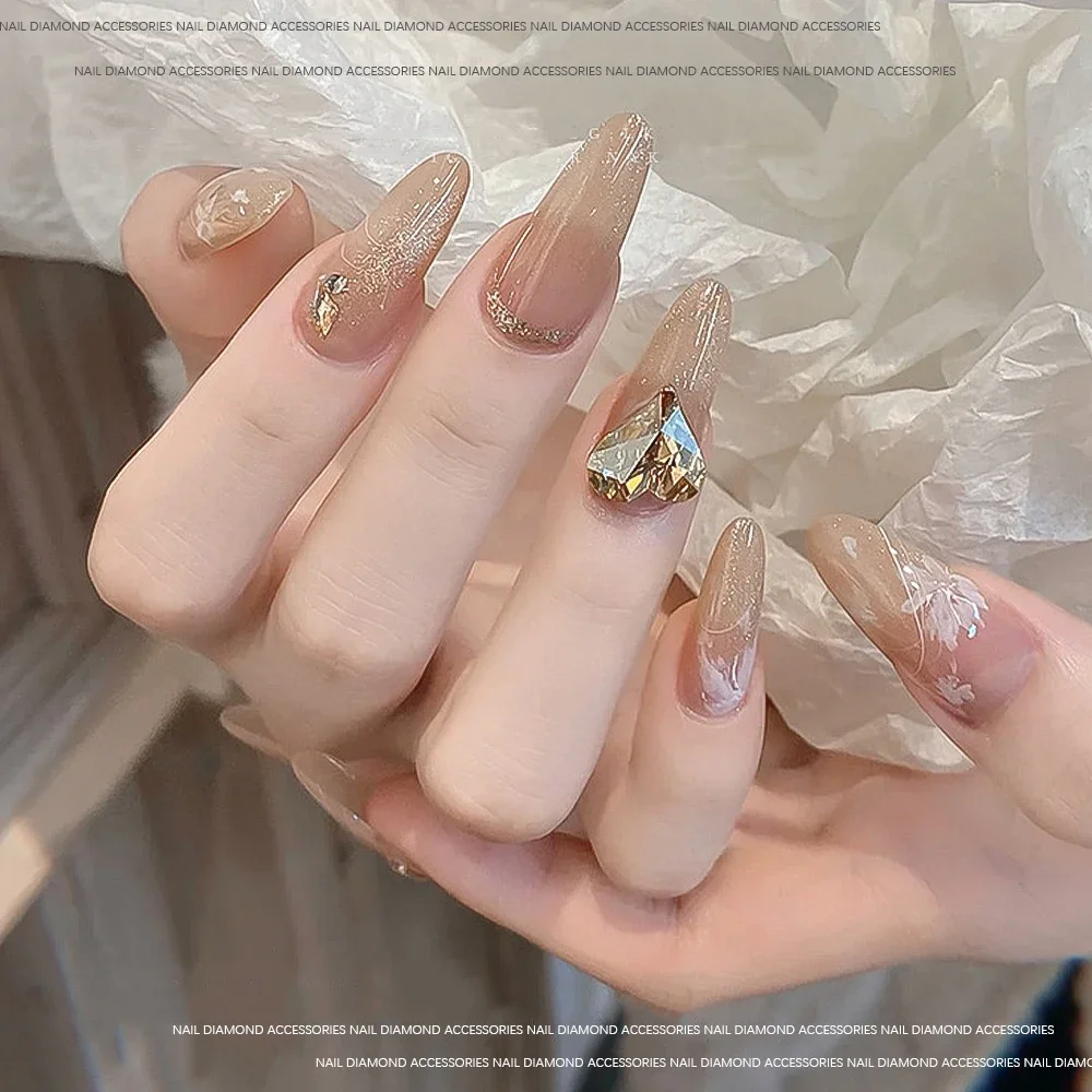 12 Grids 3D Champagne Nail Art Rhinestones Mixed Round,Fat Square,Heart,Butterfly Glass Diamond Nail Charms DIY Manicure Decor *