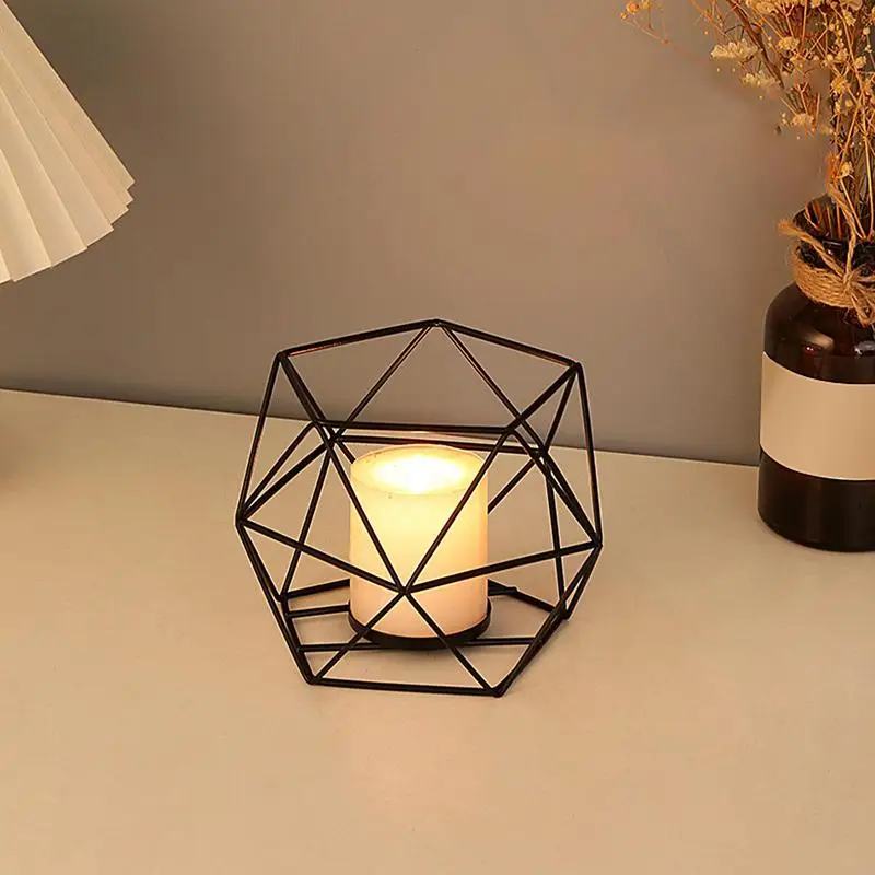 Geometrische Teelichthalter, dekorativer hohler Kerzenhalter aus Eisen, Heimdekoration, Tischdekoration für Vintage-Hochzeit