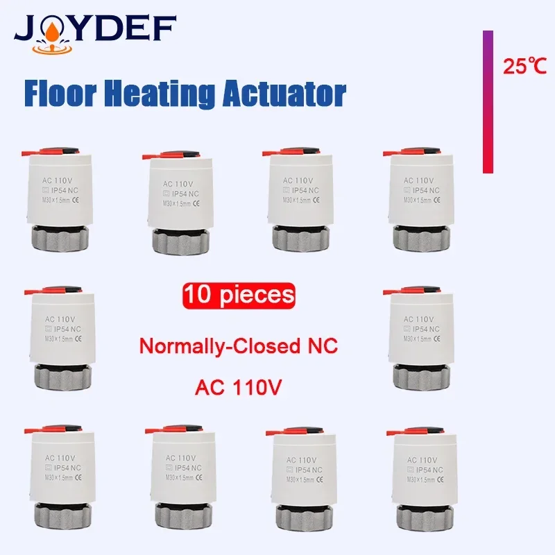 10piecse Heating 110V normally closed  electric floor heating actuator TRV constant temperature radiator - valve