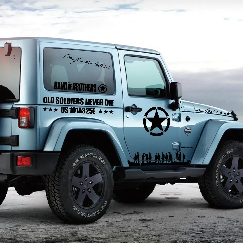 

Car Door Side Vinyl Decal Auto Pentagram Soldier Sport Sticker Auto Body Decor Styling Accessories For Jeep Wrangler JK TJ Jl YJ