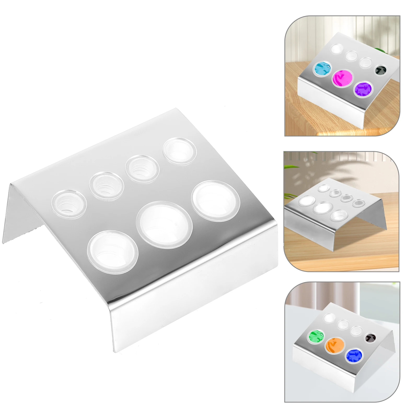 

Color Material Rack Cup Tattoo Ink Holder 7-holes Pigment Stand Metal Stainless Steel