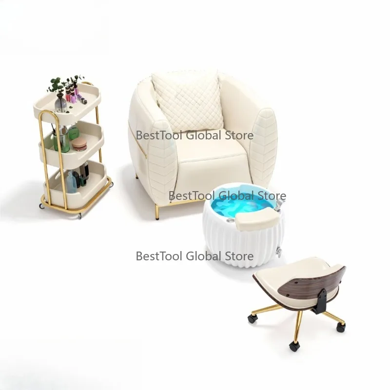 

Q-uhe Lux-ury No Without Plumbing Plum-bless Pedicure Adju-stable Foot Bath Ma-ssage Spa Chair With Foot Bowl Basin Sink