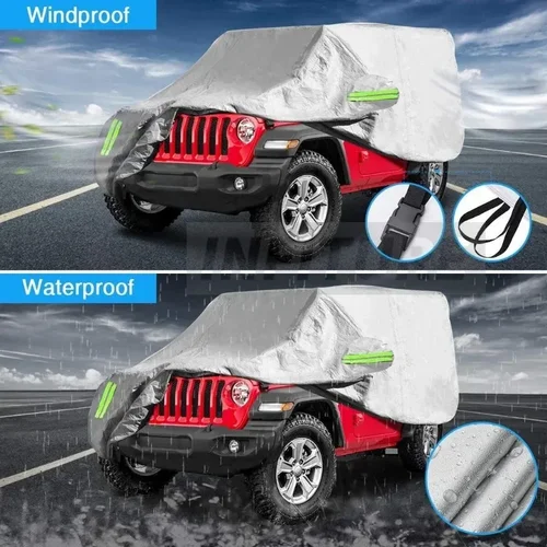 Cubierta impermeable para coche 190T para Jeep Wrangler JK JL YJ 1987-2019 cubierta automática de 2/4 puertas protección UV a prueba de viento y polvo