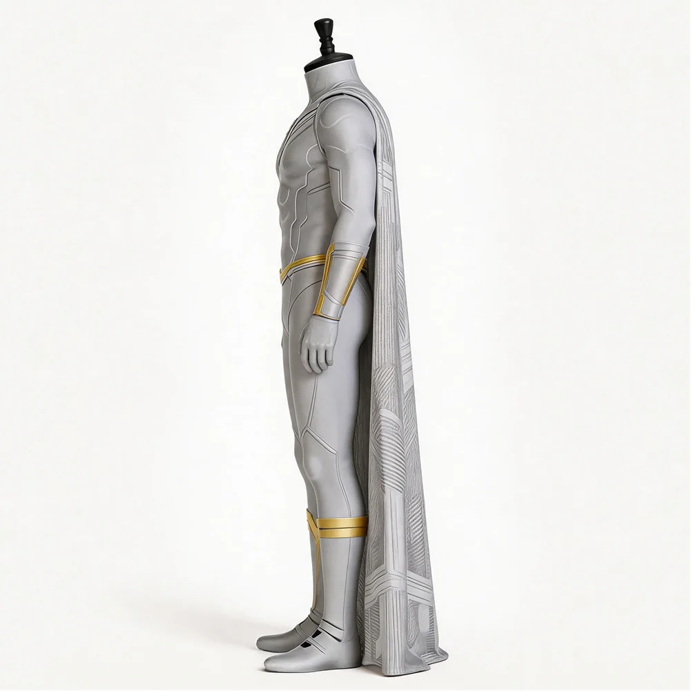 Movie Male Superhero White Vision Cosplay Silver Jumpsuit Cloak Costume Combat Uniform Adult Men Disguise Halloween Carnival