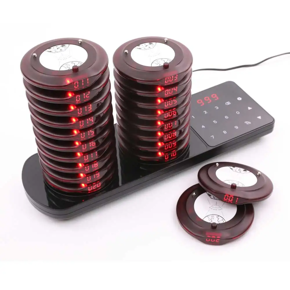 Restaurant Pager Wireless Calling System Vibrators Paging Device Vibration Bell Cafe Beeper for Coffee Food Truck Hospital Bank