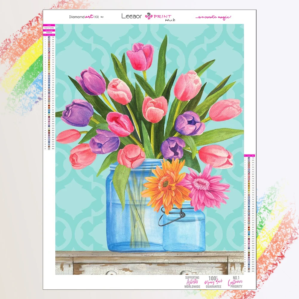 

5D DIY Diamond Painting Flower Tulip Bonsai Full Rhinestones Mosaic Embroidery Cross Stitch Kit Home Hanging Decortion Gifts