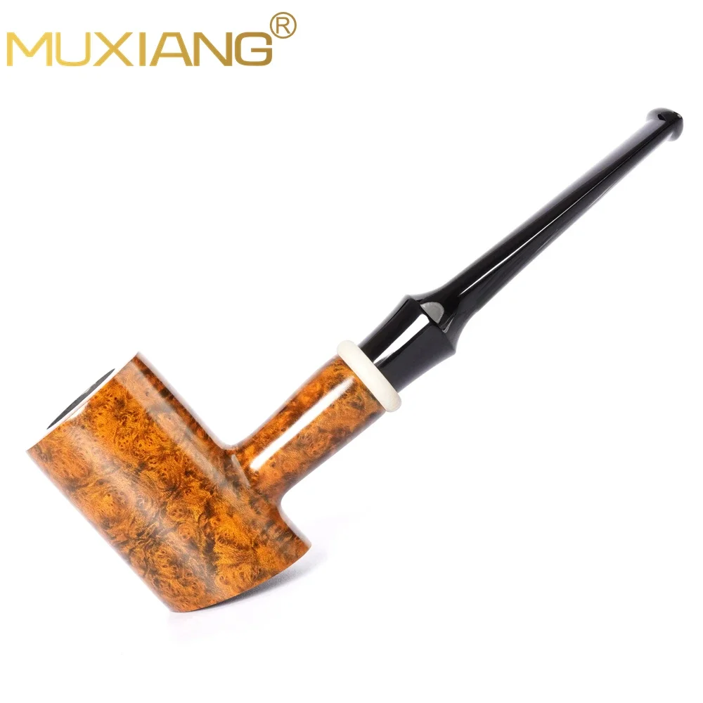 

Muxiang Handmade Briar Tobacco Pipe Straight Handle Hammer Pipe Beginner Pipe Gift Acrylic Pipe Handle Decorated With Ring