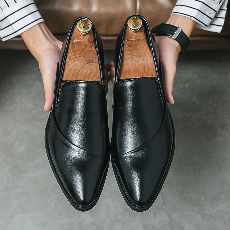 2026 New Mens Formal Elegant Dress Shoes Simple One Step Step Step Men's Leisure Fashion Original Pointed Moccasin Shoes for Men