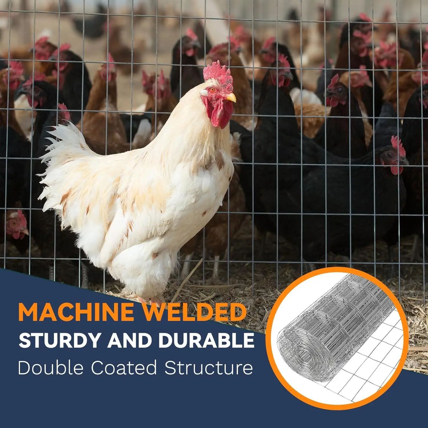 

6'×50' Welded Wire Mesh, Stainless Chicken Wire Fencing 2'' X 4'' 15GA, Garden Decorative Fence for Chicken Coop Barrier