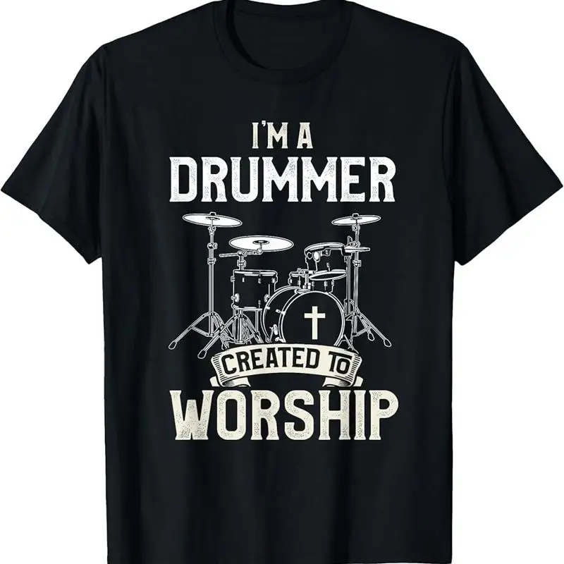 Vintage I'm A Drummer Created To Worship Music Drums Band T-Shirt