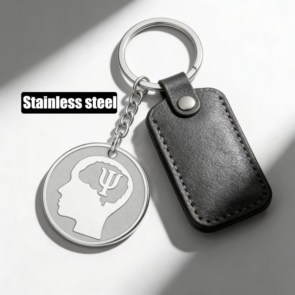 Psi Brain Psychology Keychain Medical Stainless Steel Keyring for Doctor Nurse Psychological Counselor Psychologist Jewelry