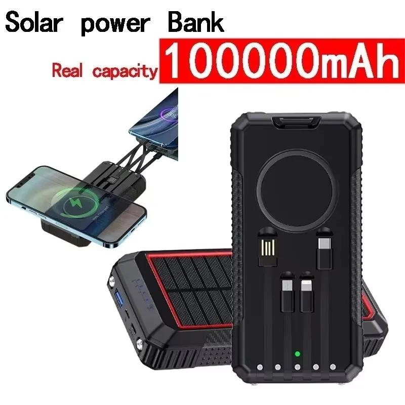 100% Original Power Bank - Wireless Charging & Solar Charger | 20000mAh Fast Charge Portable Battery for iPhone/Android Phones