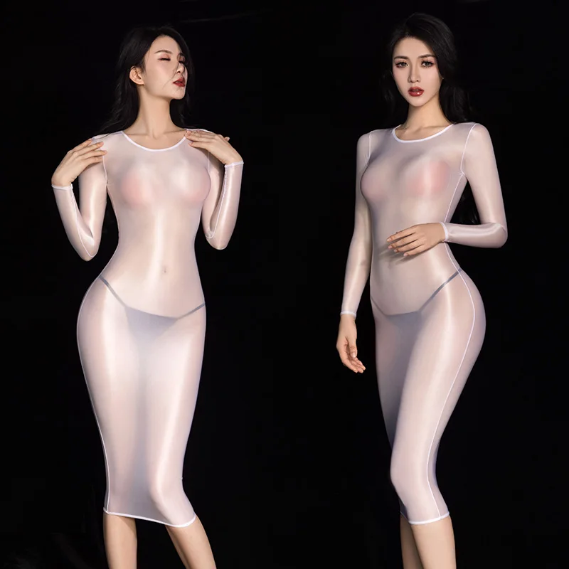 Sexy See Through Dress Women Sheer Bodycon Long Sleeves Nightdress Erotic Temptation Nightwear Clubwear Adults Sex Porn Costumes