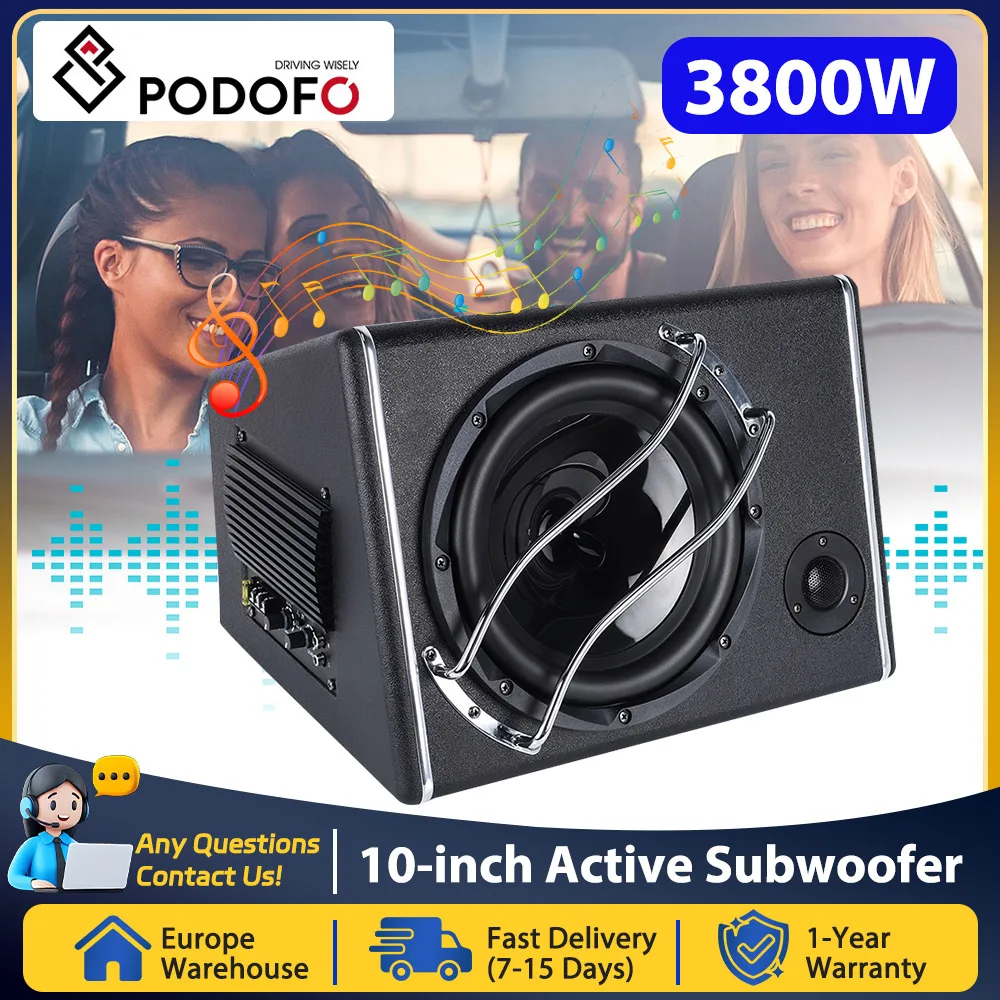 Podofo 1 Set Auto-Subwoofer Bandpass-Subwoofer 3800W Audio-Modifikationsgerät Klangverstärker Auto-Stereo-Subwoofer für Auto, LKW, Marine, Boot Audio-Upgrade