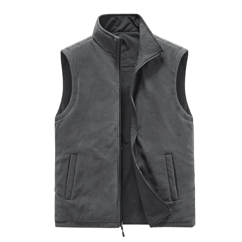 

Autumn Winter New Men's High-quality Double-sided Standing Collar Velvet Vest Casual Sleeveless Outdoor Sports Casual Vest