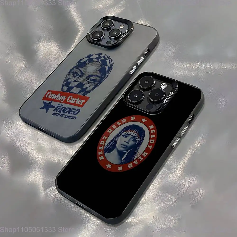 

Singer B-Beyonce Cowboy Phone Case For iPhone 16,15,14,13,12,11,Pro,XS,Max,Plus,Mini,SE Black Candy Matte Shockproof Cover