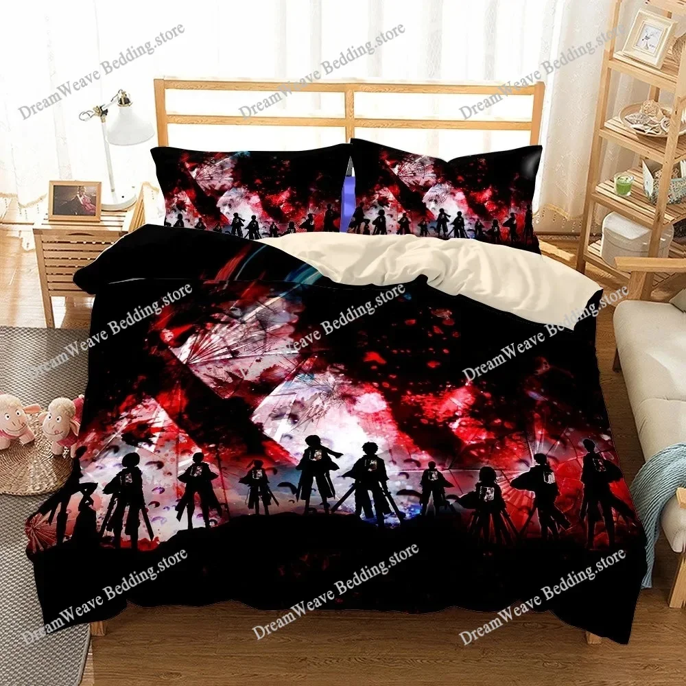 

3D Printed Anime Attack on Titan Bedding Set Duvet Cover Bedroom Comforter Single Twin King _Size Quilt Cover Home Textiles