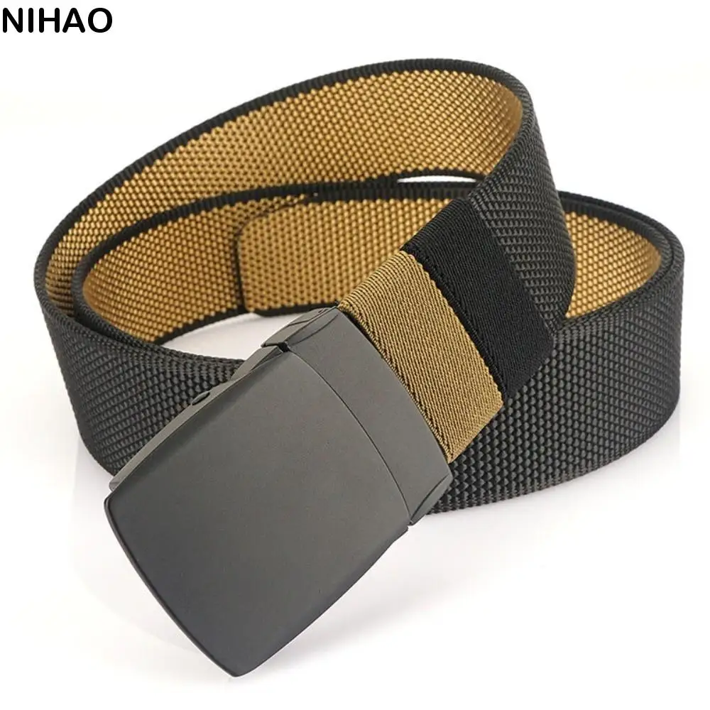 

Rotating Double-sided Men Nylon Waist Belts Quick Release Alloy Buckle Man Waistbands Belt Accessories Trendy Korean Waist Strap
