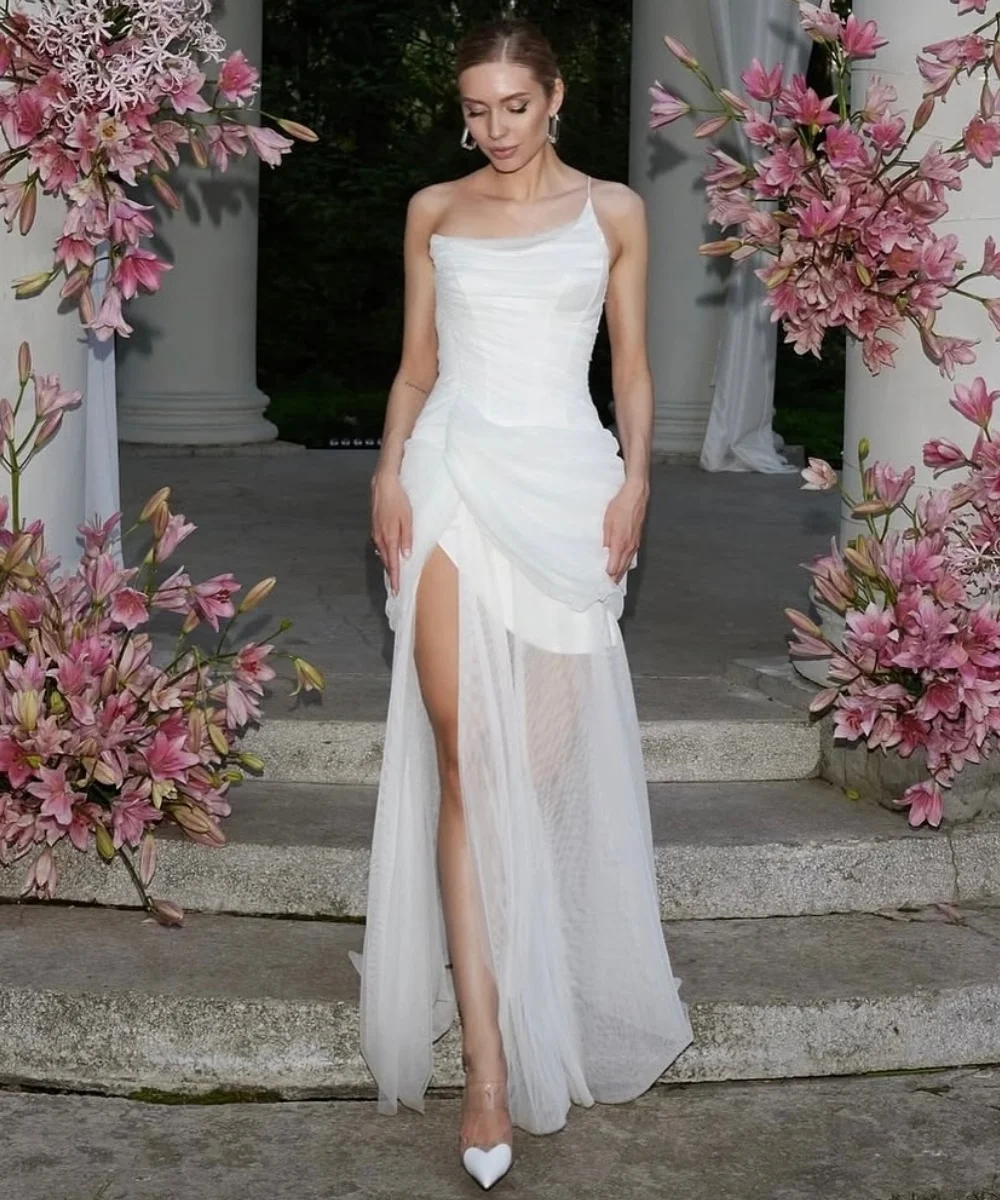 

Customized Net Pleat Asymmetrical One-shoulder Mini Dresses Bespoke Occasion Party Exquisite High Quality
