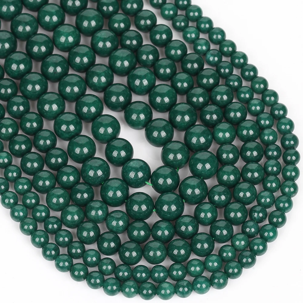 Natural Stone Beads 6-10mm Peacock Green Angelite Round Loose Spacer Beads for Jewelry Making DIY Bracelets Earring Accessories