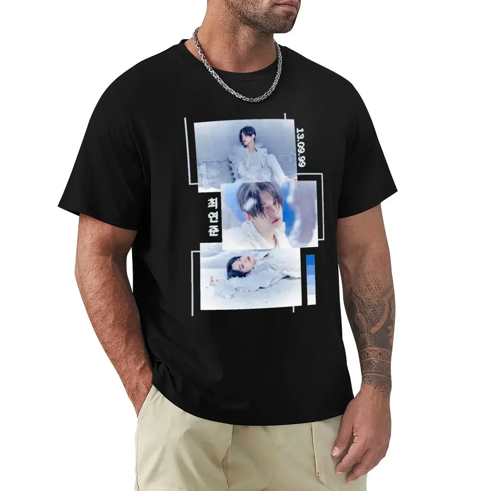 Oversized aesthetic clothes men clothing TXT Yeonjun FREEZE Concept Collage T-Shirt 2024 funny summer men clothing harajuku new