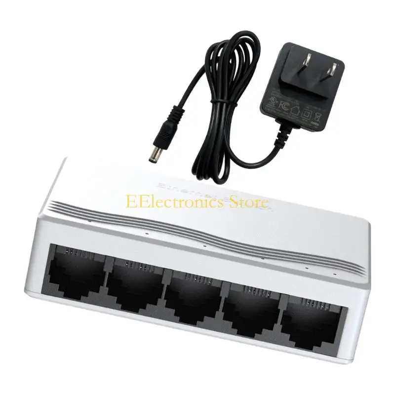 B03C Multiple Device Gigabit Ethernet Switches 5 Port Plastic Housing 1000Mbps Speed NonBlocking Architecture Office Networking