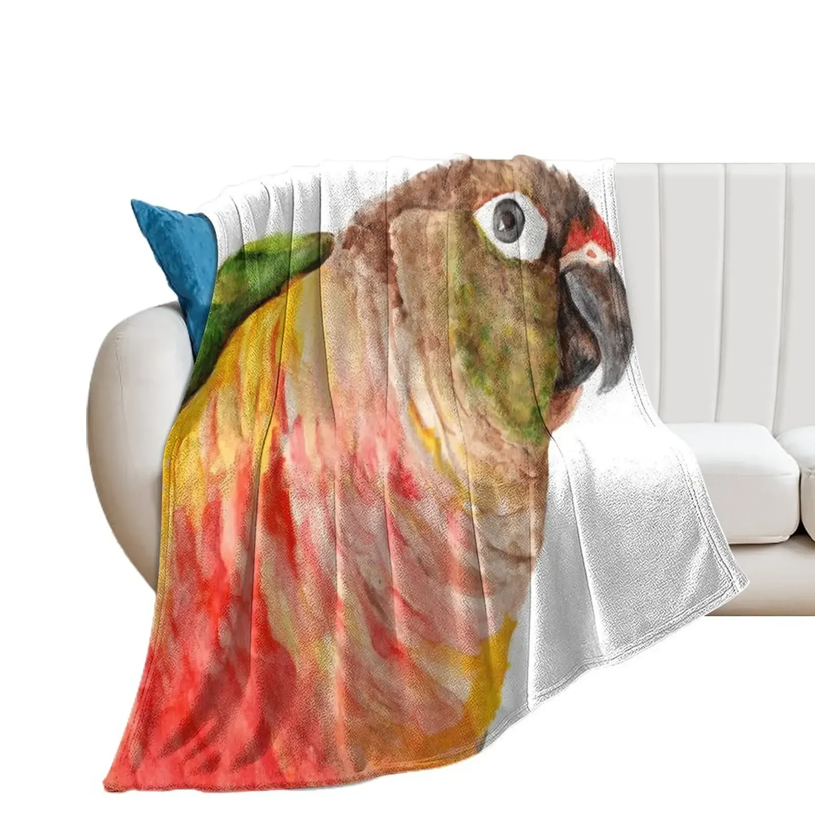 Green-cheeked Conure - Watercolor Art Red Yellow Green Throw Blanket Thin Hairys Furrys Blankets For Baby Blankets