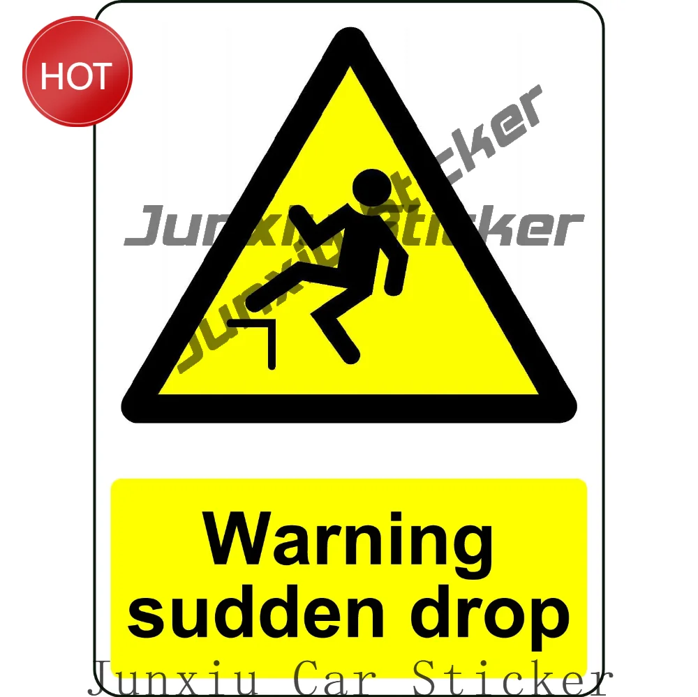 Warning Sudden Drop PVC Safety Sticker For Stairway Entrances And Pedestrian Areas Pedestrian Hazard Awareness Decal