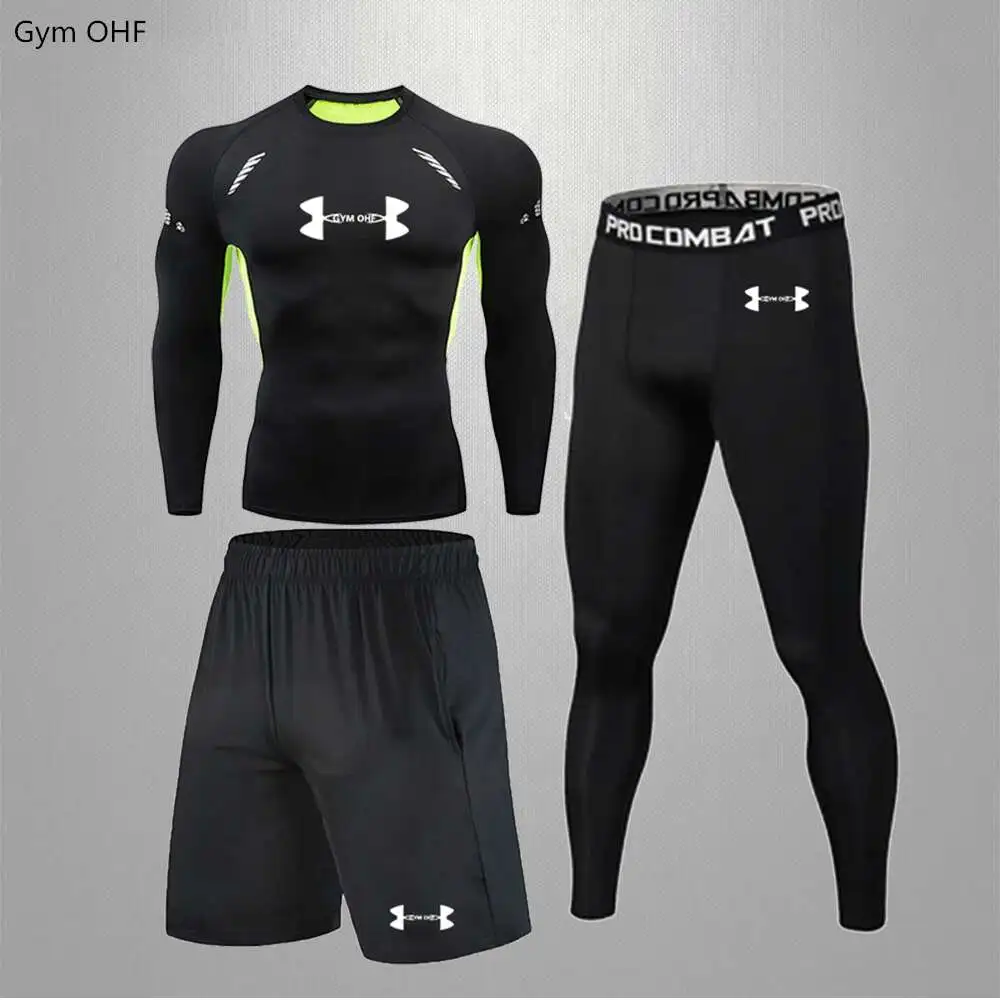 Men Sportswear Compression Suits Quick Dry Clothes Sports Joggers Training Gym Fitness Tracksuits Mens Running Set Rashguard