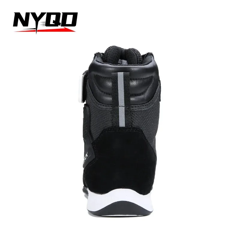 Summer Motorcycle Boots Rotary Buckle Design Motorcycle Shoes Cowhide Comfort Motorcycle Riding Shoes Road Shoes