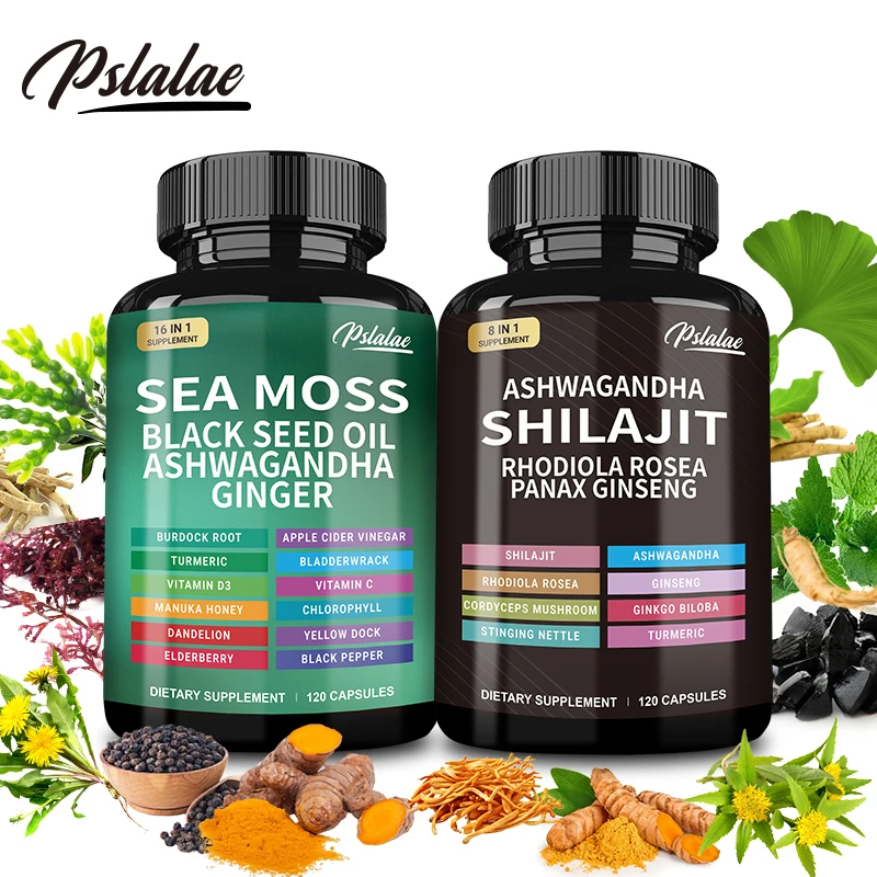 Shilajit + Sea Moss Capsules - Enhance Energy, Improve Immunity, Anti-oxidation, Relieve Fatigue, and Maintain Health Level