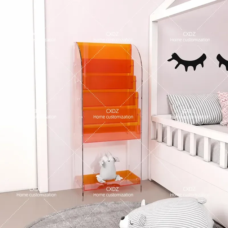 Nordic Simple Acrylic Bookshelf Magazine Storage Display Rack Multi Layer Picture Book Shelf Transparent Organizer