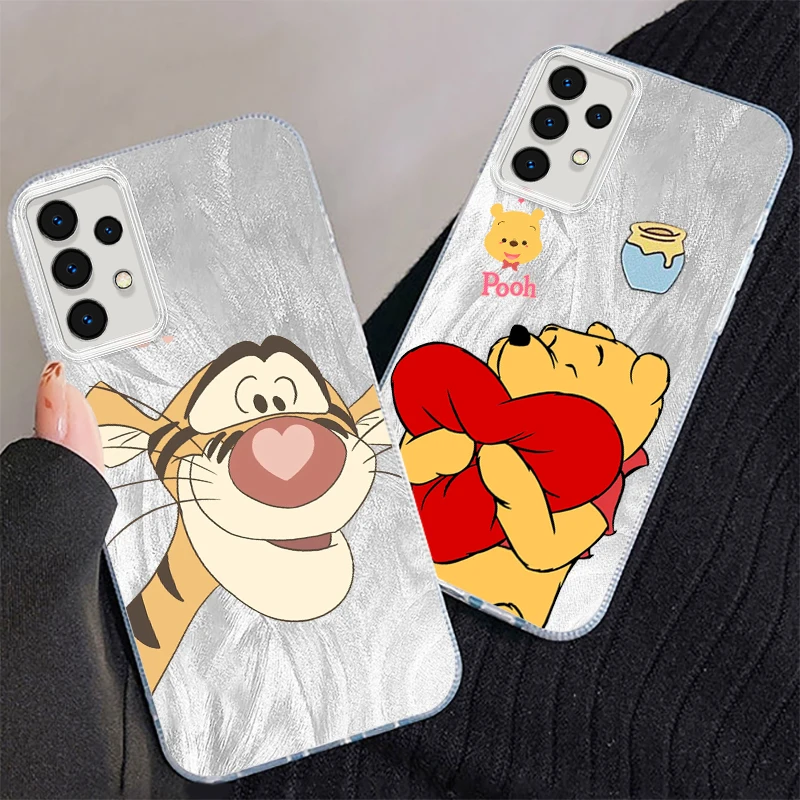 Cute Pooh Bear Disney Tigger For Samsung A73 A72 A71 A55 A54 A53 A52 A51 A35 A34 A32 A13 A12 A05 A04 5G Feather Yarn Back