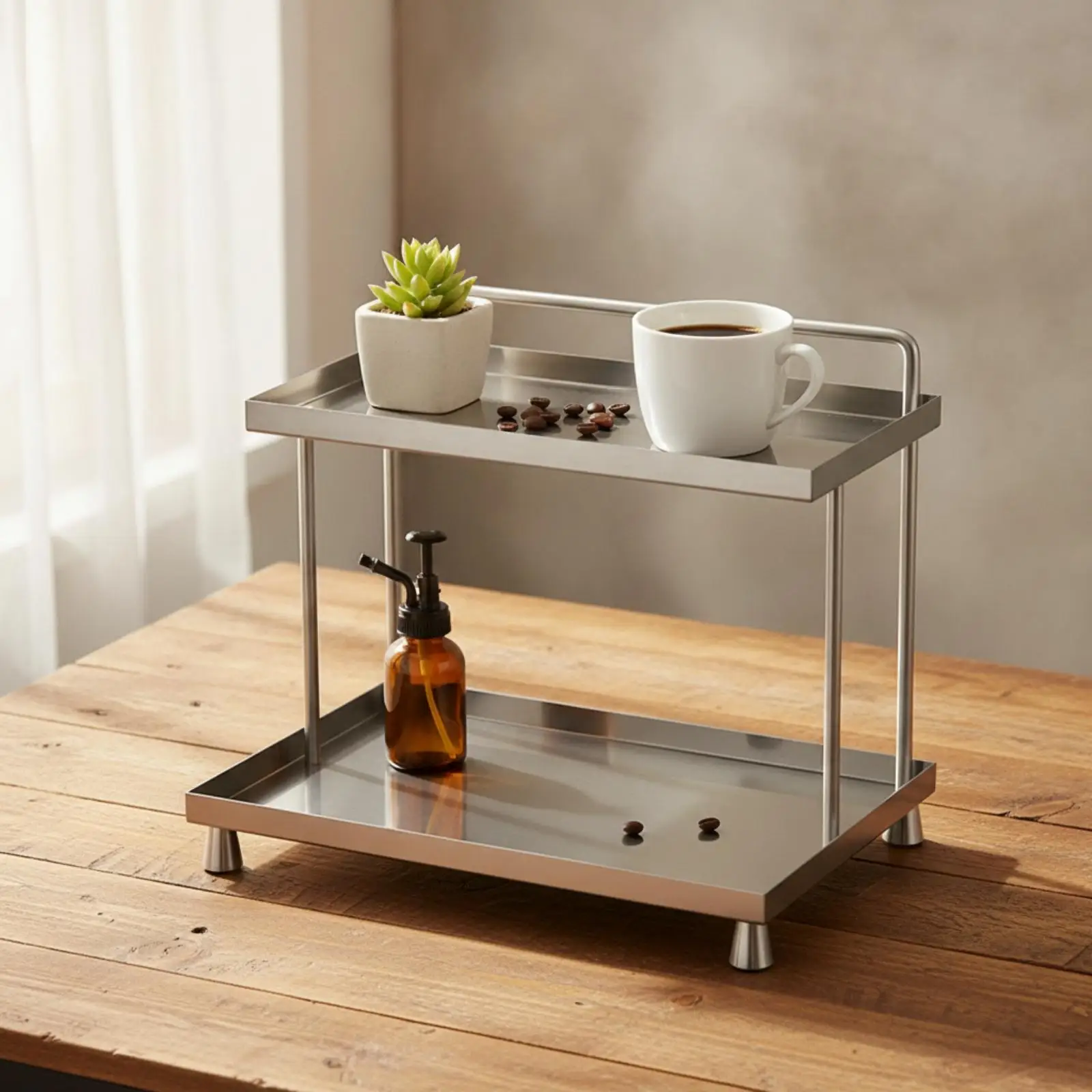 Stainless Steel Organizer Tabletop Storage Rack Shelf Organizer 3 Stainless Steel Organizer Tabletop Storage Rack Shelf Organizer