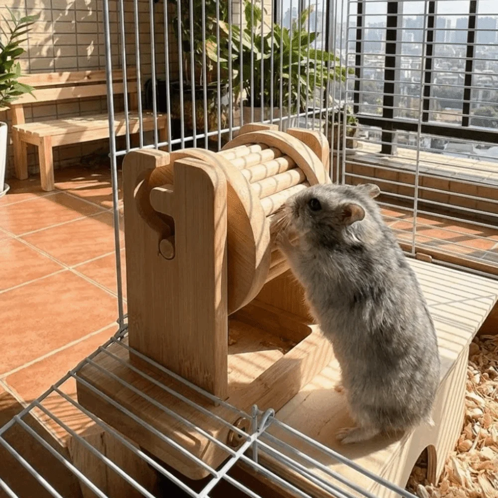 

Creative Wood Hamster Foraging Toy Non-Toxic Chew-Resistant Treat Dispenser Interactive Funny Wooden Pet Toy For Small Pet