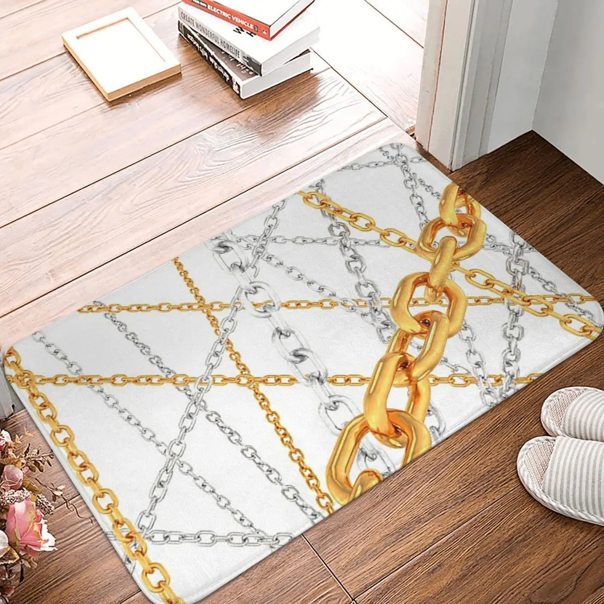 Jewelry Luxury Metal Chains Sparkle Anti-slip Doormat Floor Mat Carpet Rug for Kitchen Entrance Home Bedroom Footpad Mats