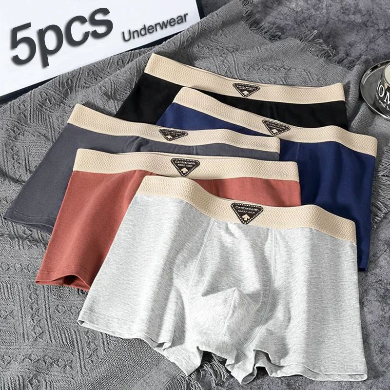 5pcs/set Men's Boxer Fashion Underwear High Stretch Panties Underpants For Homme Luxury Set Shorts Breathable Soft Men's Boxer