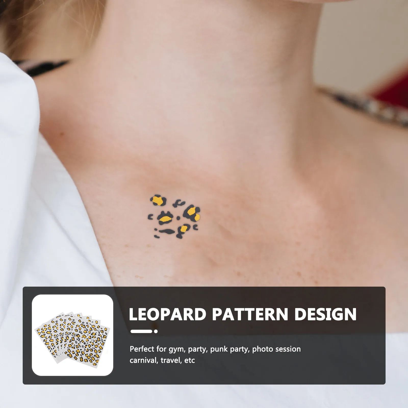 

Leopard Tattoo Stickers Transfer Decals Body Temporary Realistic Adult Women Fake Tattoos Handmade Crafts Sewing Supplies Gold