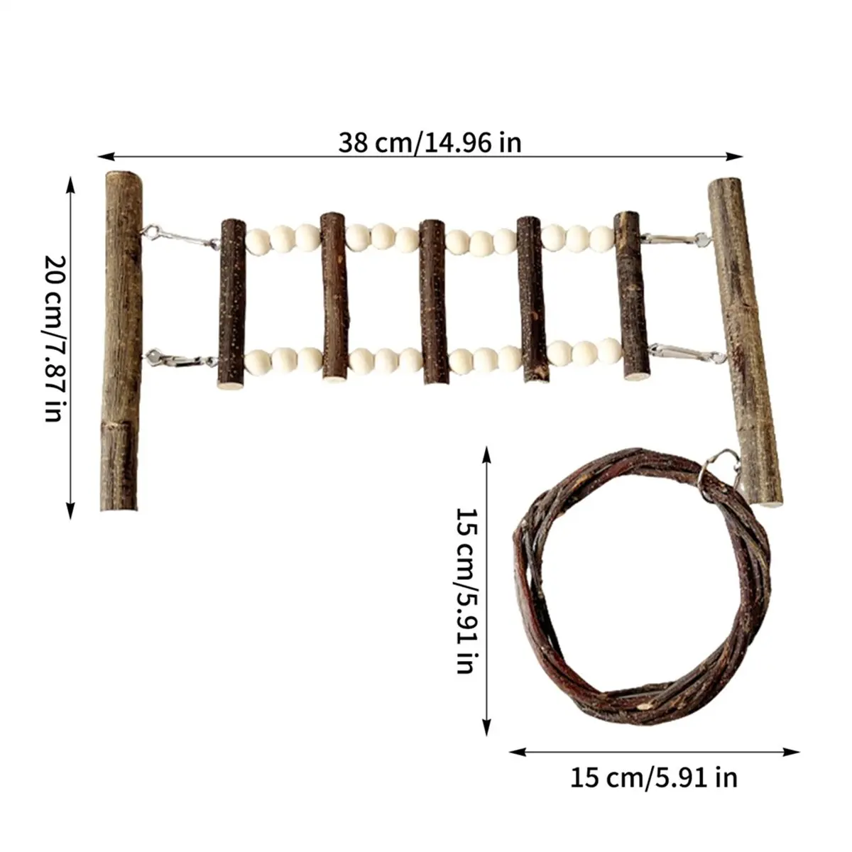 

Новинка 2026: Гибкая интерактивная деревянная лестница-качели для птиц, игровая площадка-гамак для попугаев и золотистых птиц (модель А)