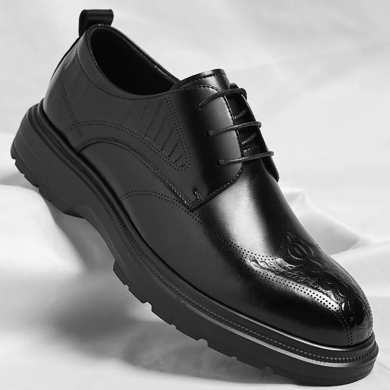 

Men's leather shoes business formal wear, casual leather shoes soft-soled lace-up comfortable dress shoes wedding groom shoes