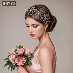 HNYYX Rhinestone Headband for Women Wedding Bride Headdress Girls Flower Beaded Head Hoop Shiny Hair Jewelry Accessories A197