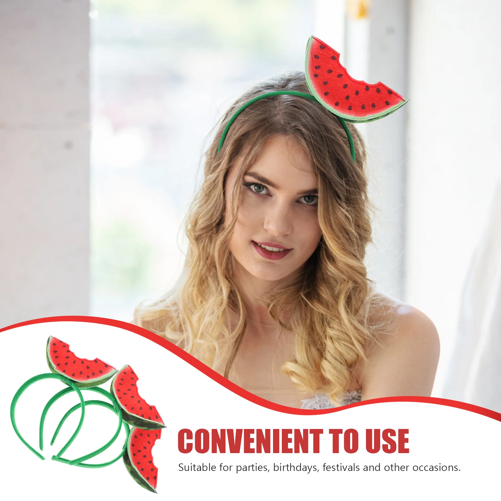 

3pcs Watermelon Watermelon Headdress 3D Fruit Hair Accessories Party Carnival Summer Costume Photo Props Decor