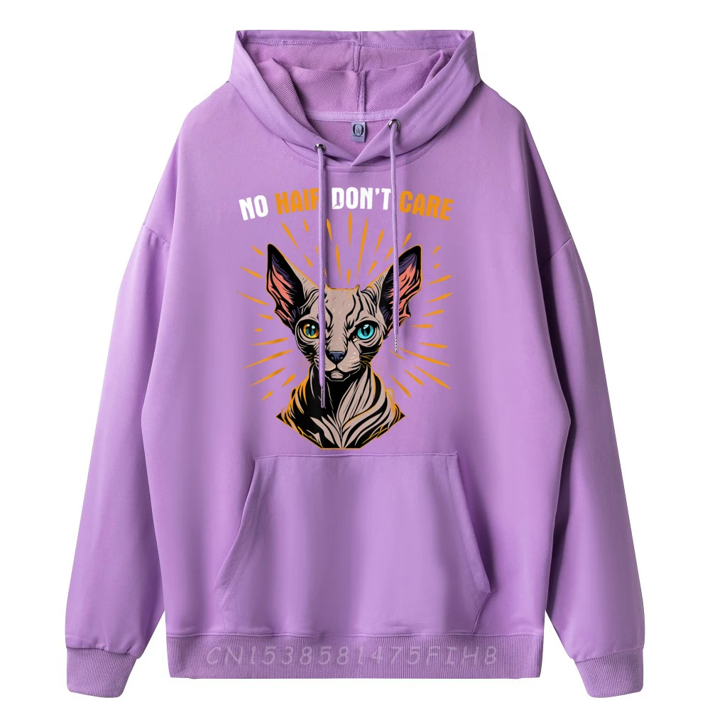 No Hair Don It Care Funny Quote Cute Hairless Sphynx Cat Brand Hoodie Funny Gifts Harajuku Pullover