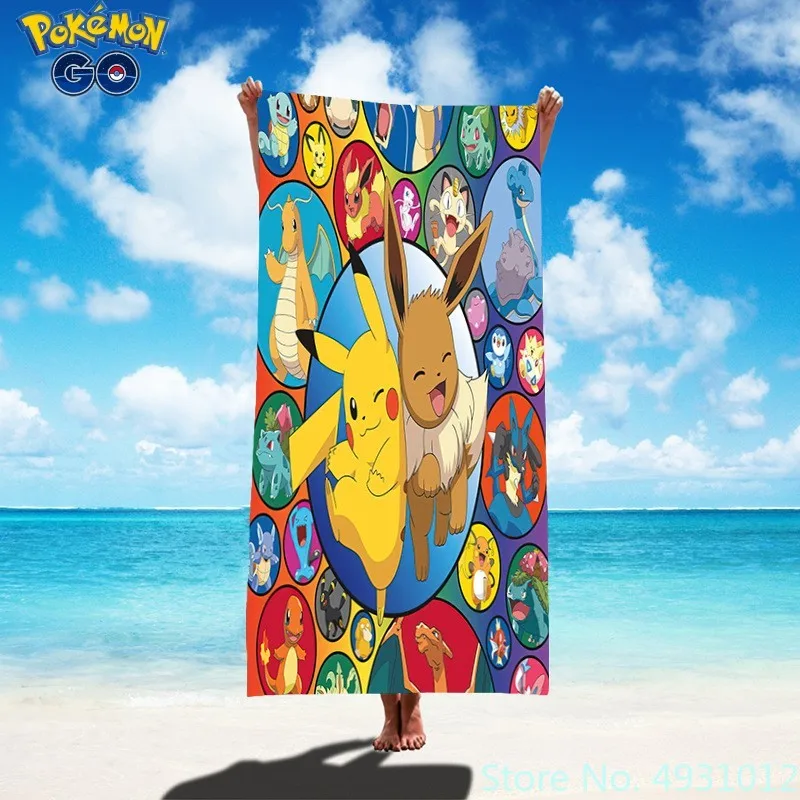 Anime Pokemon Super Pikachu Bathrobe Spitfire Dragon Microfiber Bath Towel Cartoon Printed Bathroom Beach Spa Bathing Gift