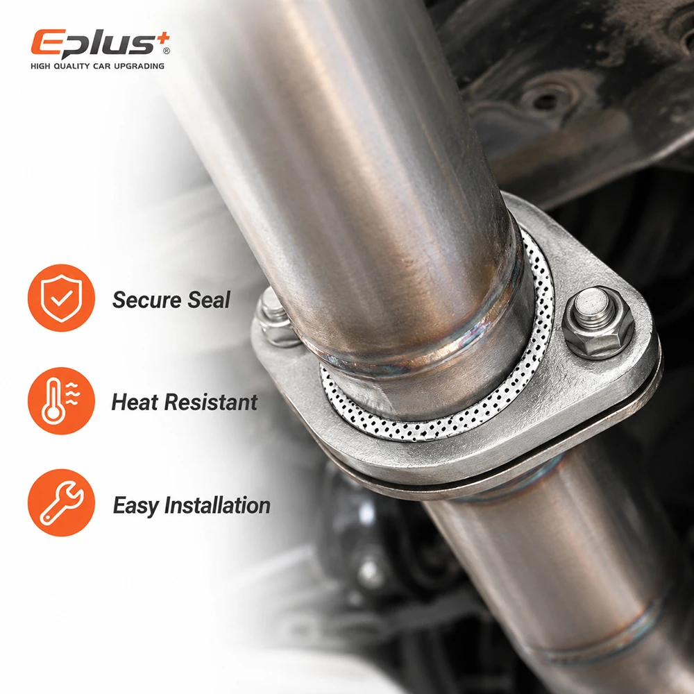 2 Bolt Exhaust Sealing Gasket High Temperature Composite Exhaust Pipe Flange Seal Pad for Car Motorcycle Muffler Downpipe view 6